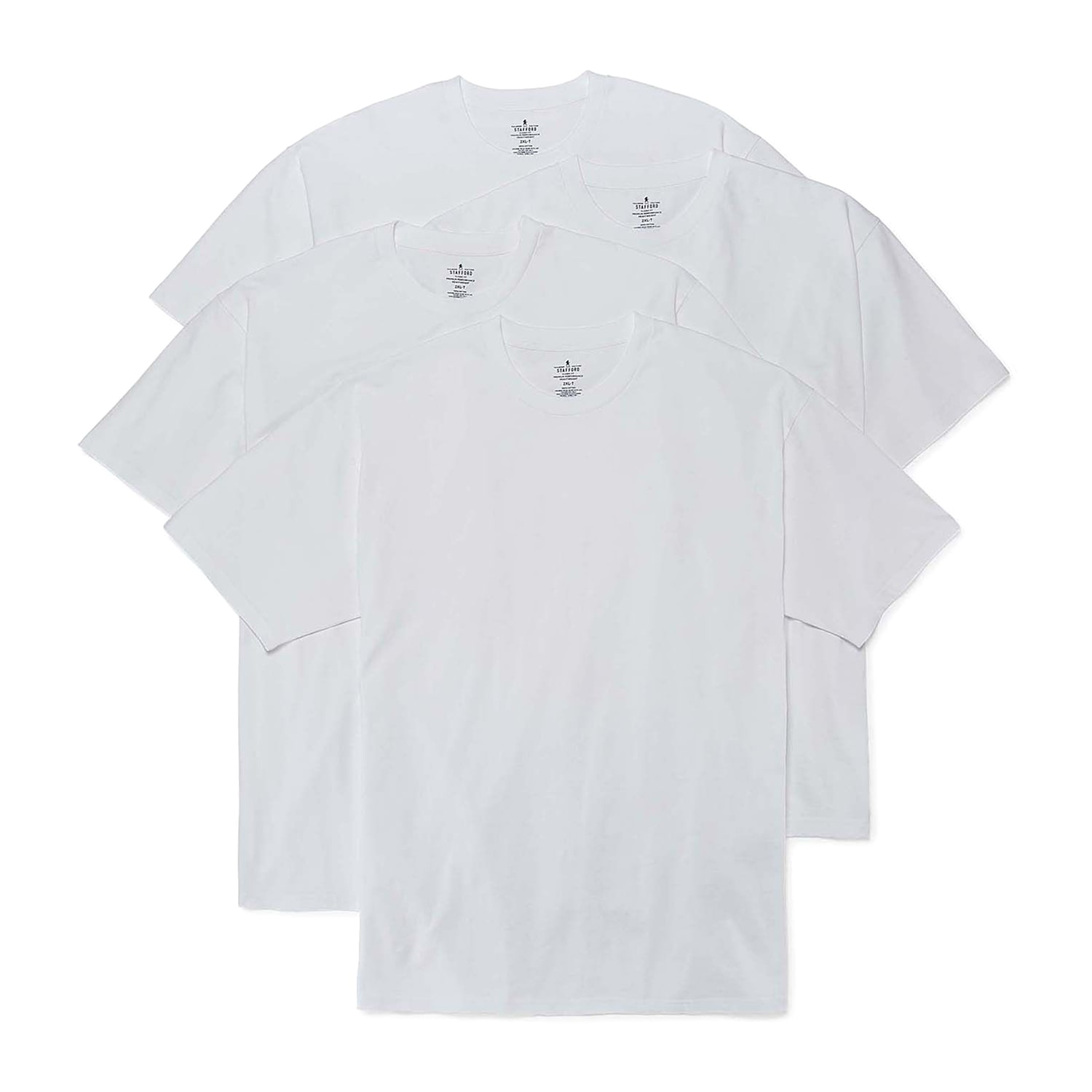 Stafford Heavyweight Mens 4 Pack Short Sleeve Crew Neck T-Shirt Big