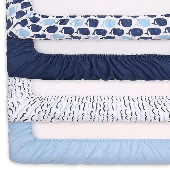 The Peanutshell Nautical 4-pc. Crib Sheet