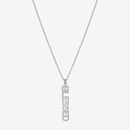 Silver Treasures Blessed Womens Sterling Silver 16 Inch Pendant Necklace