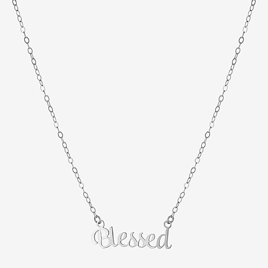 Silver Treasures Blessed Womens Sterling Silver 16 Inch Pendant Necklace