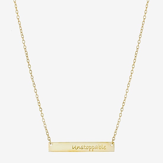 Silver Treasures Unstoppable Womens 14K Gold Over Silver Bar 16 Inch Pendant Necklace