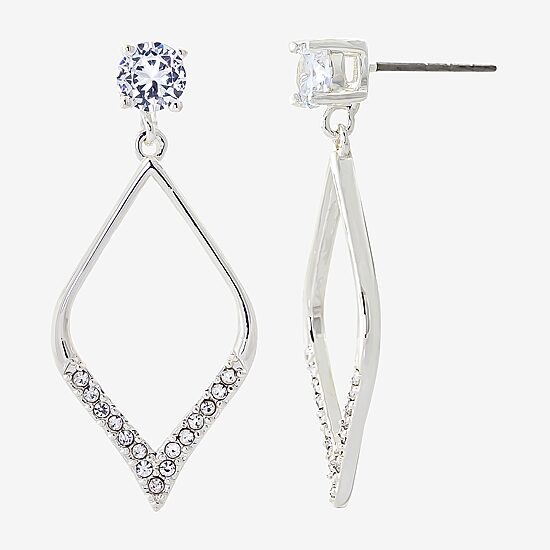 Sparkle Allure Womens Cubic Zirconia Pure Silver Over Brass Drop Earrings