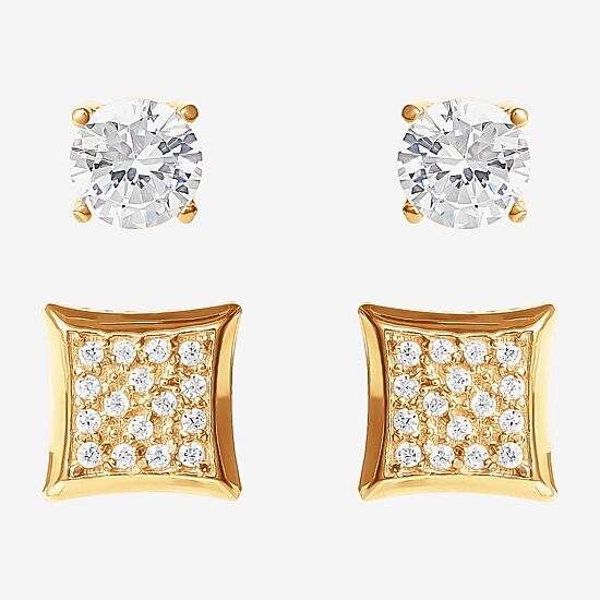 Shaquille O'Neal XLG™ Mens Cubic Zirconia Stainless Steel 2 Pair Earring Set