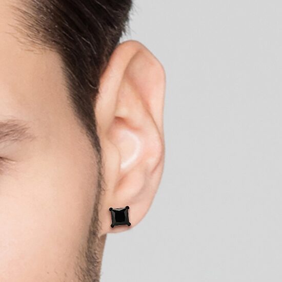 Shaquille O'Neal XLG™ Mens Black Cubic Zirconia Stainless Steel 2 Pair Earring Set