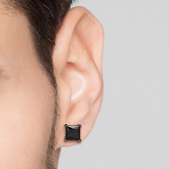 Shaquille O'Neal XLG™ Mens Black Cubic Zirconia Stainless Steel 2 Pair Earring Set