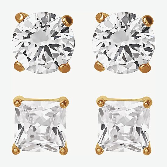 Shaquille O'Neal XLG™ Mens Lab Created Cubic Zirconia Stainless Steel 2 Pair Earring Set