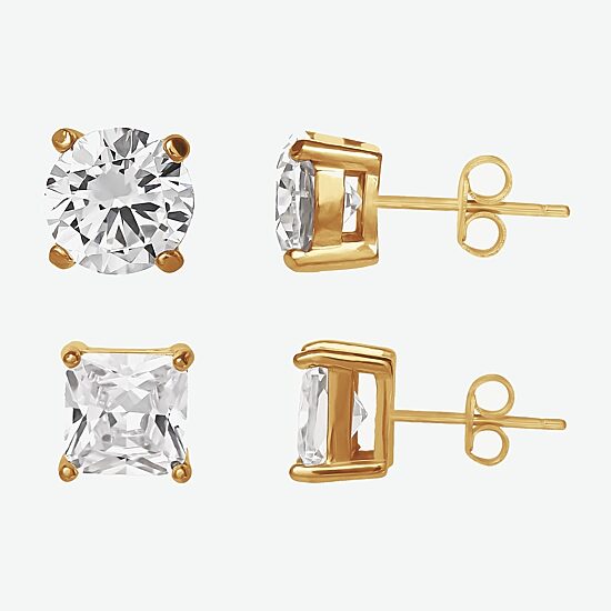 Shaquille O'Neal XLG™ Mens Lab Created Cubic Zirconia Stainless Steel 2 Pair Earring Set