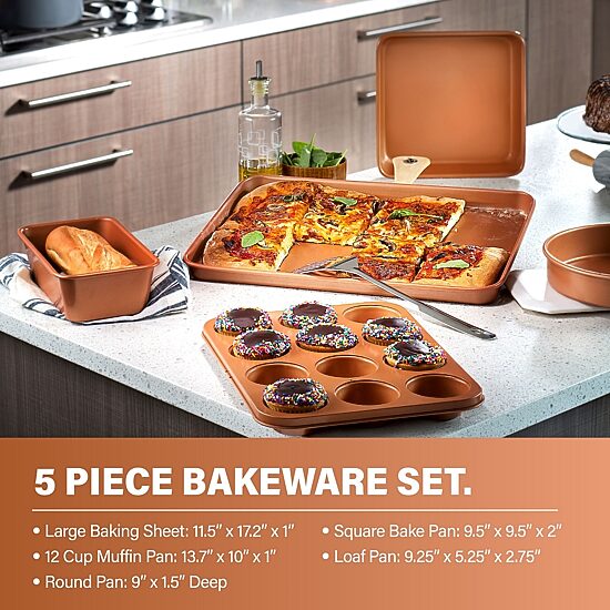 Gotham Steel Hammered Copper 15-pc Nonstick Cookware and Bakeware Set