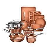 Gotham Steel Hammered Copper 15-pc Nonstick Cookware and Bakeware Set