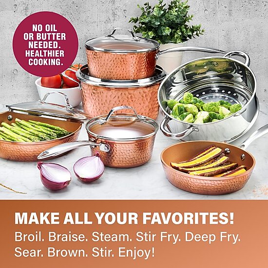 Gotham Steel Hammered Copper 15-pc Nonstick Cookware and Bakeware Set