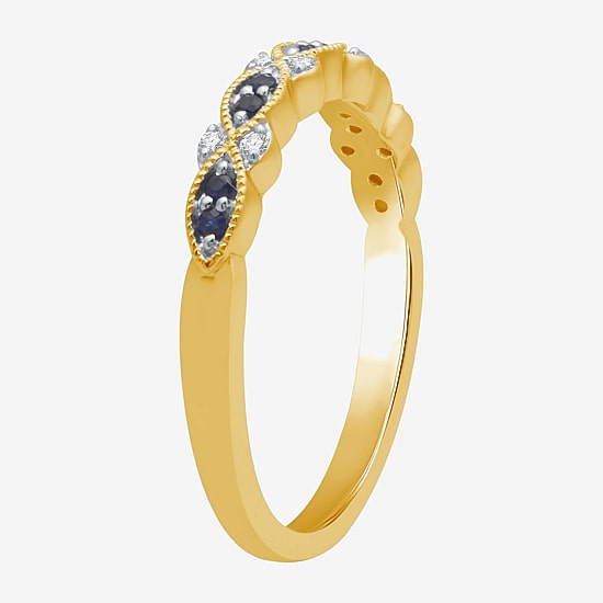 I Said Yes 1/2 CT. T.W. Lab Created Blue Sapphire Sterling Silver or 14K Gold Over Silver Wedding Band