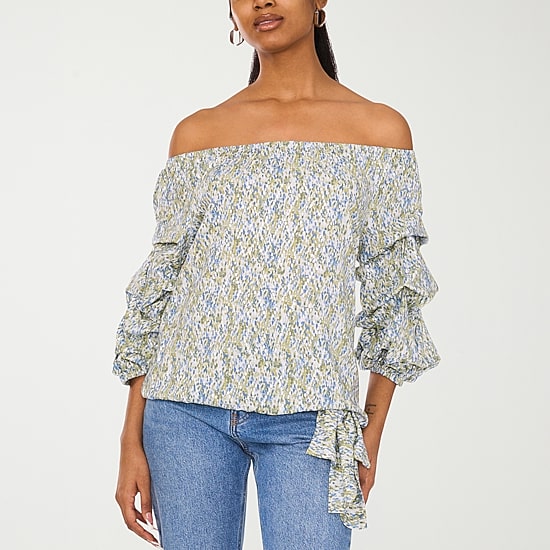 Sam And Jess Womens Off Shoulder Balloon Sleeve Blouse