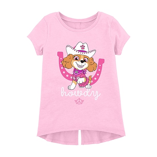 Toddler Girls Round Neck Short Sleeve Regular Fit Paw Patrol Graphic T-Shirt