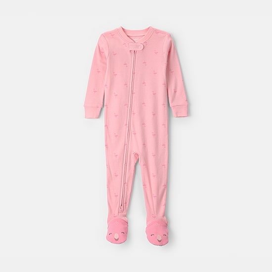 Carter's Baby Girls Footed Round Neck Long Sleeve One Piece Pajama
