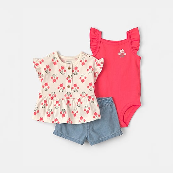Carter's Baby Girls Knit 3-pc. Short Set