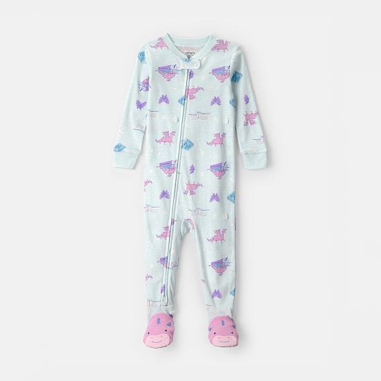 Carter's Baby Girls Footed Round Neck Long Sleeve One Piece Pajama