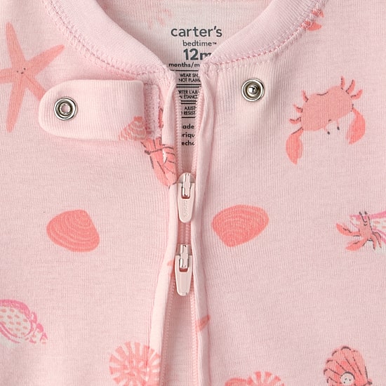 Carter's Baby Girls Footed Round Neck Long Sleeve One Piece Pajama