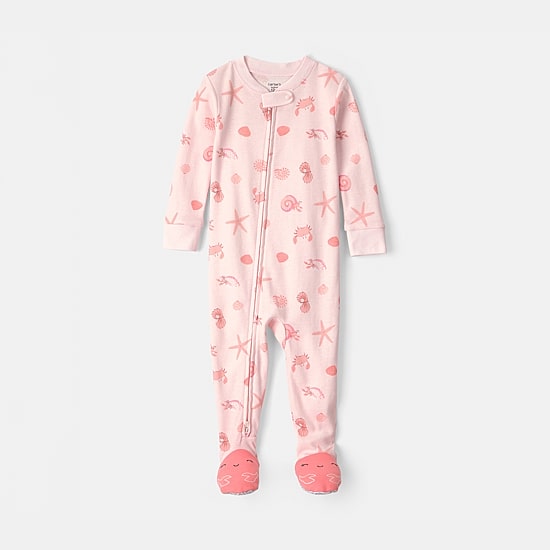 Carter's Baby Girls Footed Round Neck Long Sleeve One Piece Pajama