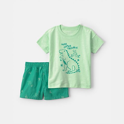 Carter's Dinosaur Toddler Boys Short Set, 3t, Green