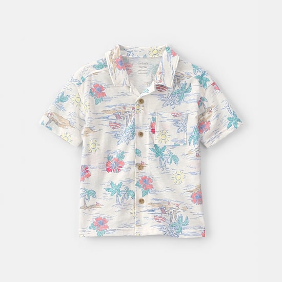 Carter's Toddler Boys Short Sleeve Fitted Regular Fit Button-Down Shirt
