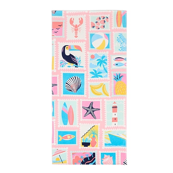 Outdoor Oasis Beach Stamps Print Beach Towel