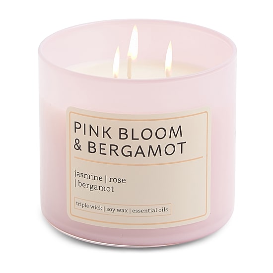 Distant Lands 14oz Pink Bloom Bergamot 3-Wick Scented Jar Candle