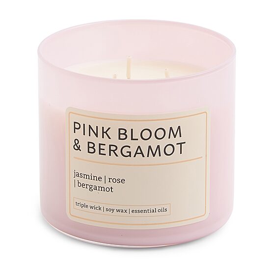 Distant Lands 14oz Pink Bloom Bergamot 3-Wick Scented Jar Candle