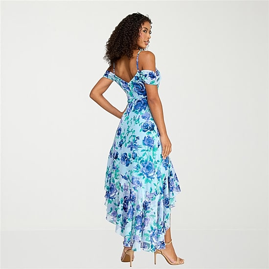 City Triangle Womens Juniors Midi Sleeveless Off the Shoulder Fit + Flare Dress