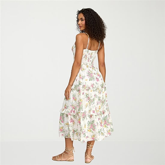 City Triangle Womens Juniors Sweetheart Neck Sleeveless Floral A-Line Dress