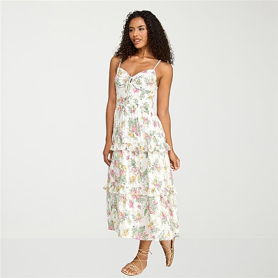 City Triangle Womens Juniors Sweetheart Neck Sleeveless Floral A-Line Dress