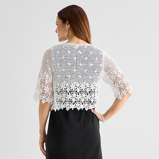 Rabbit Rabbit Rabbit Design Womens V Neck Elbow Sleeve Floral Shrug