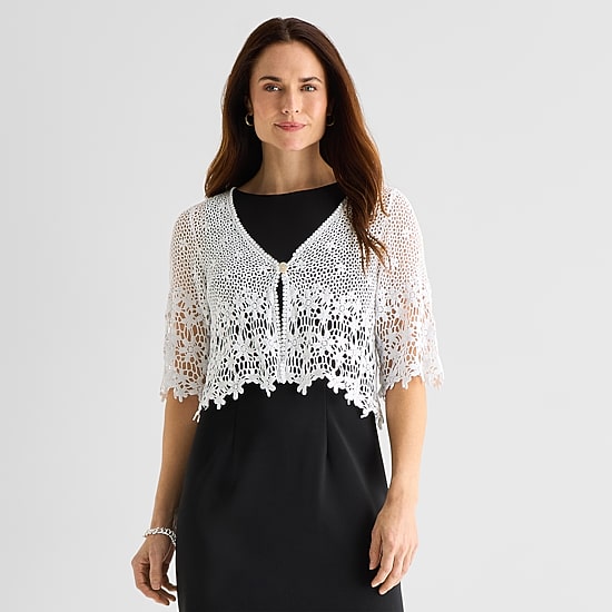 Rabbit Rabbit Rabbit Design Womens V Neck Elbow Sleeve Floral Shrug