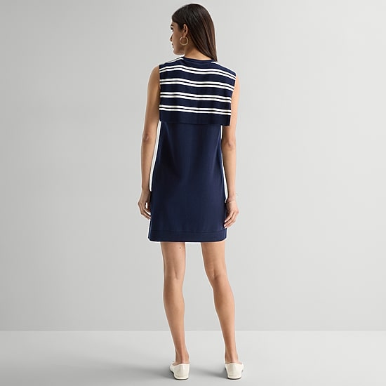 MSK Womens Sleeveless Striped Sweater Dress