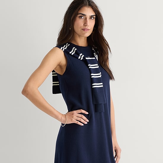 MSK Womens Sleeveless Striped Sweater Dress