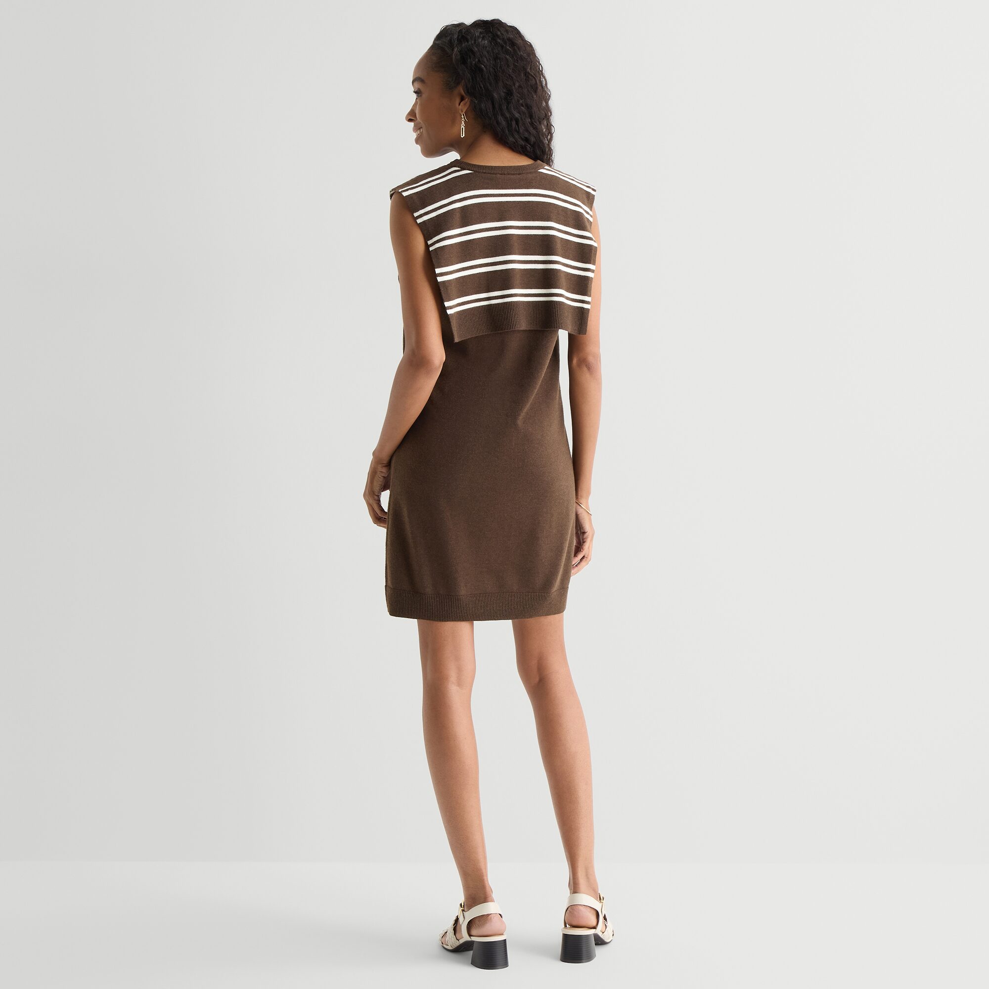MSK Womens Sleeveless Striped Sweater Dress