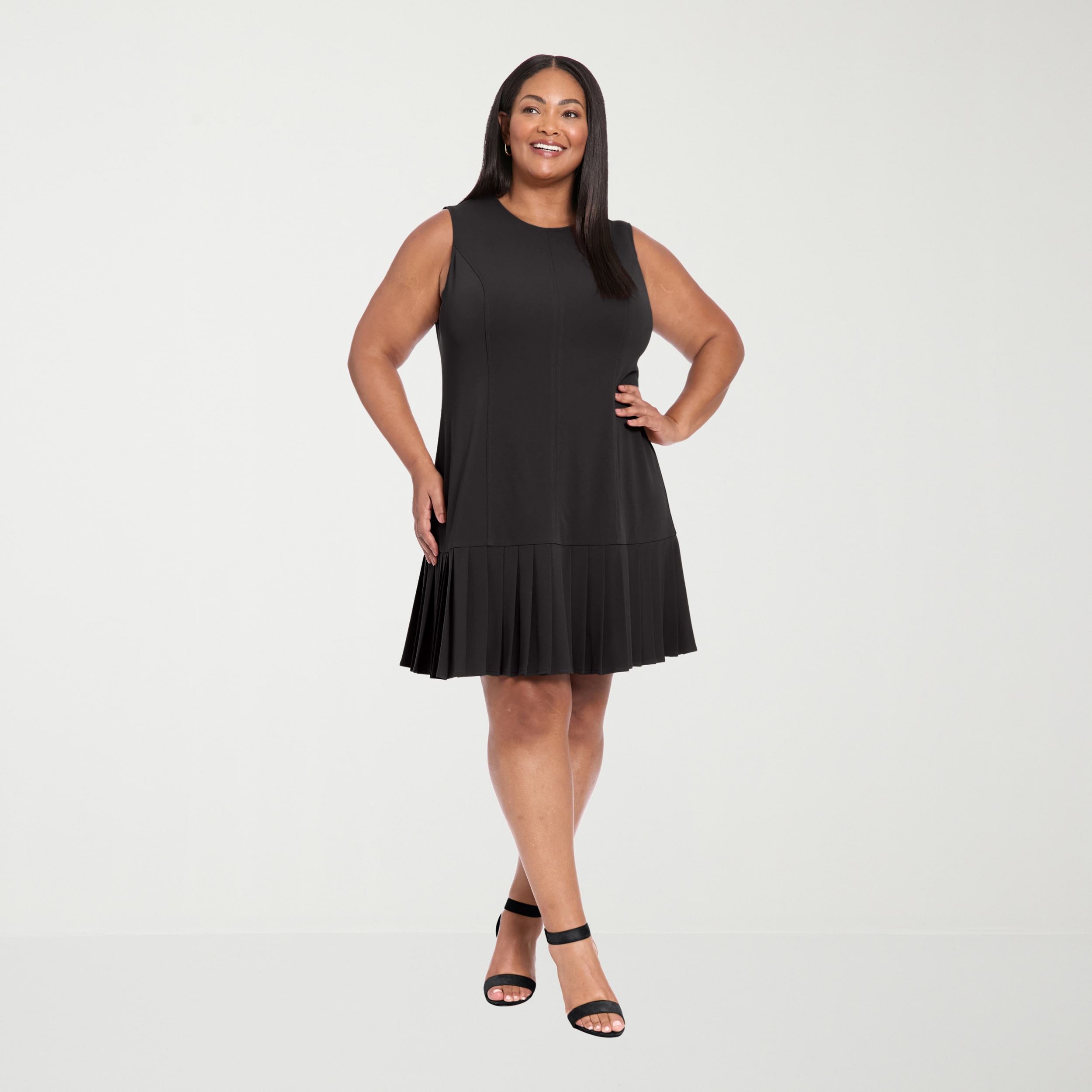 London Times Womens Plus Round Neck Sleeveless Shift Dress