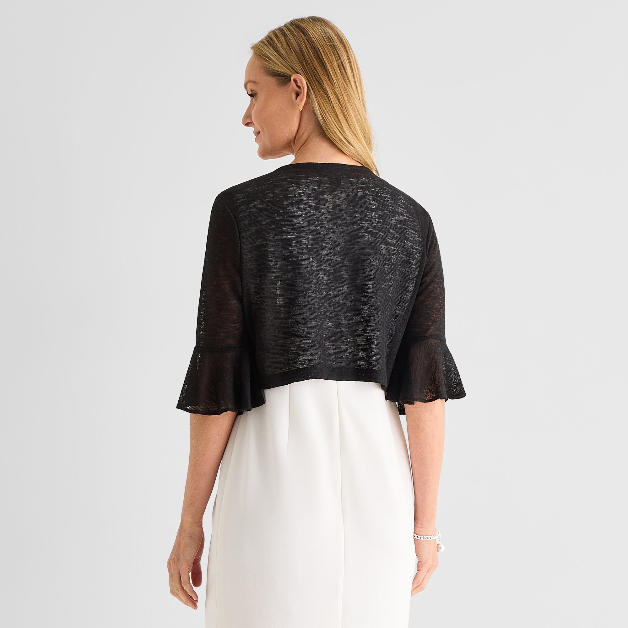 Perceptions Womens Petite 3/4 Sleeve Shrug