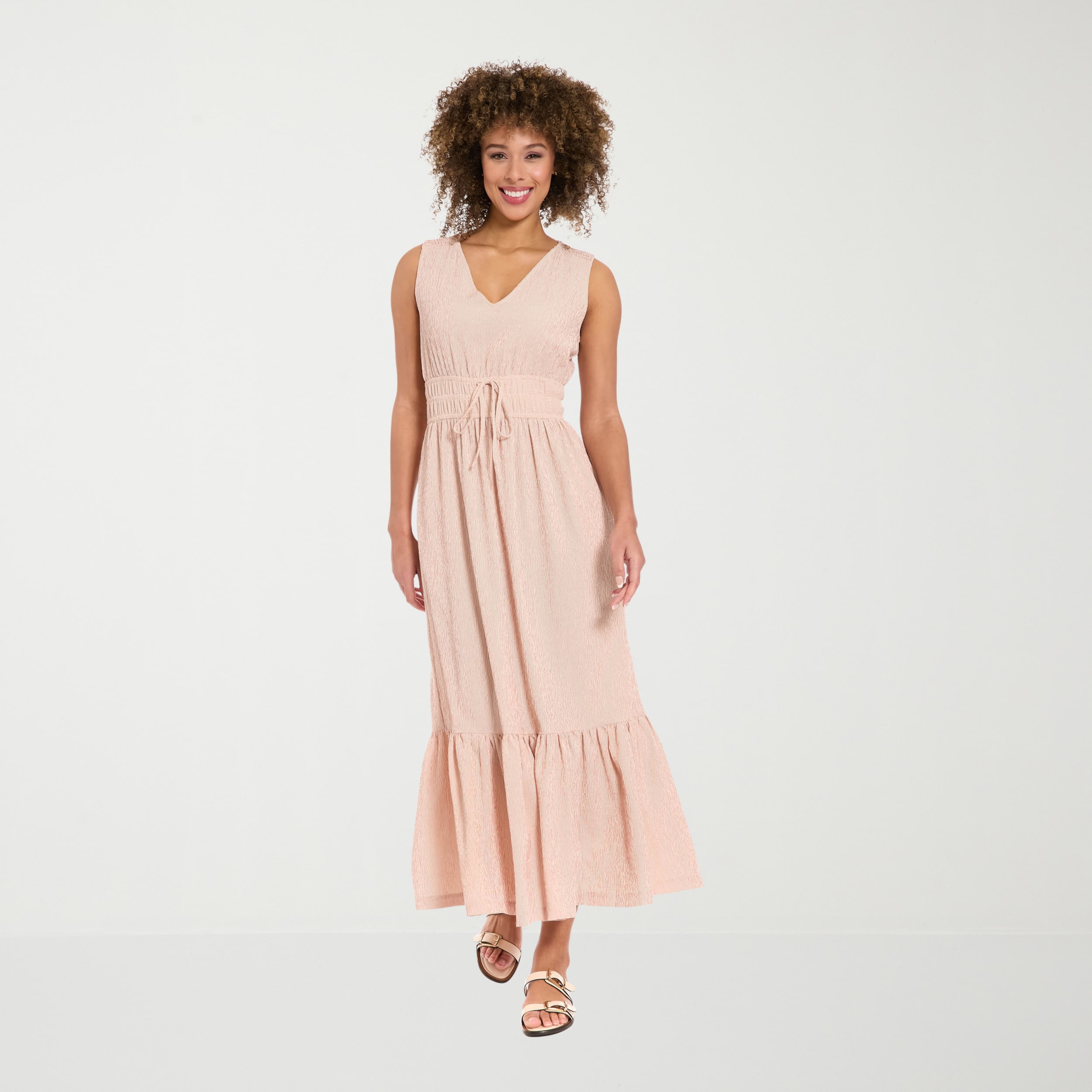 London Times Womens Petite V Neck Sleeveless Maxi Dress