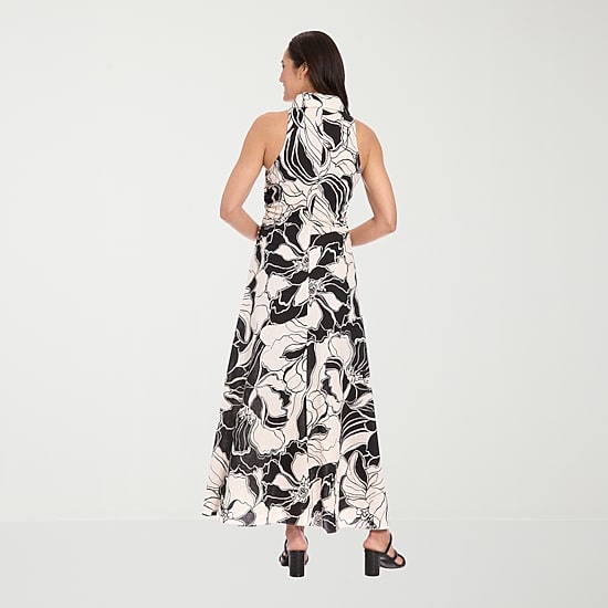London Times Womens Petite V Neck Sleeveless Maxi Dress