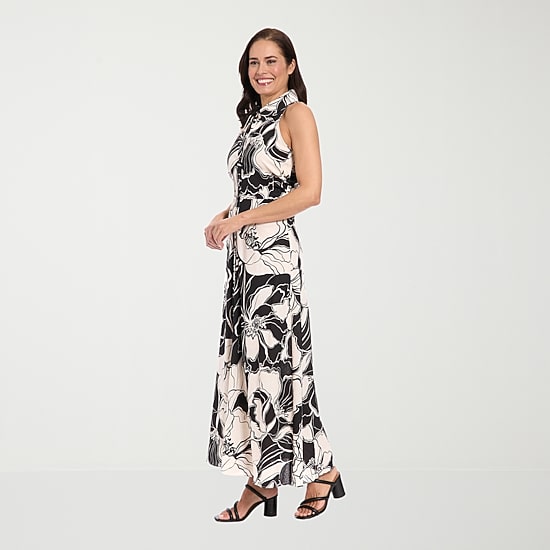 London Times Womens Petite V Neck Sleeveless Maxi Dress