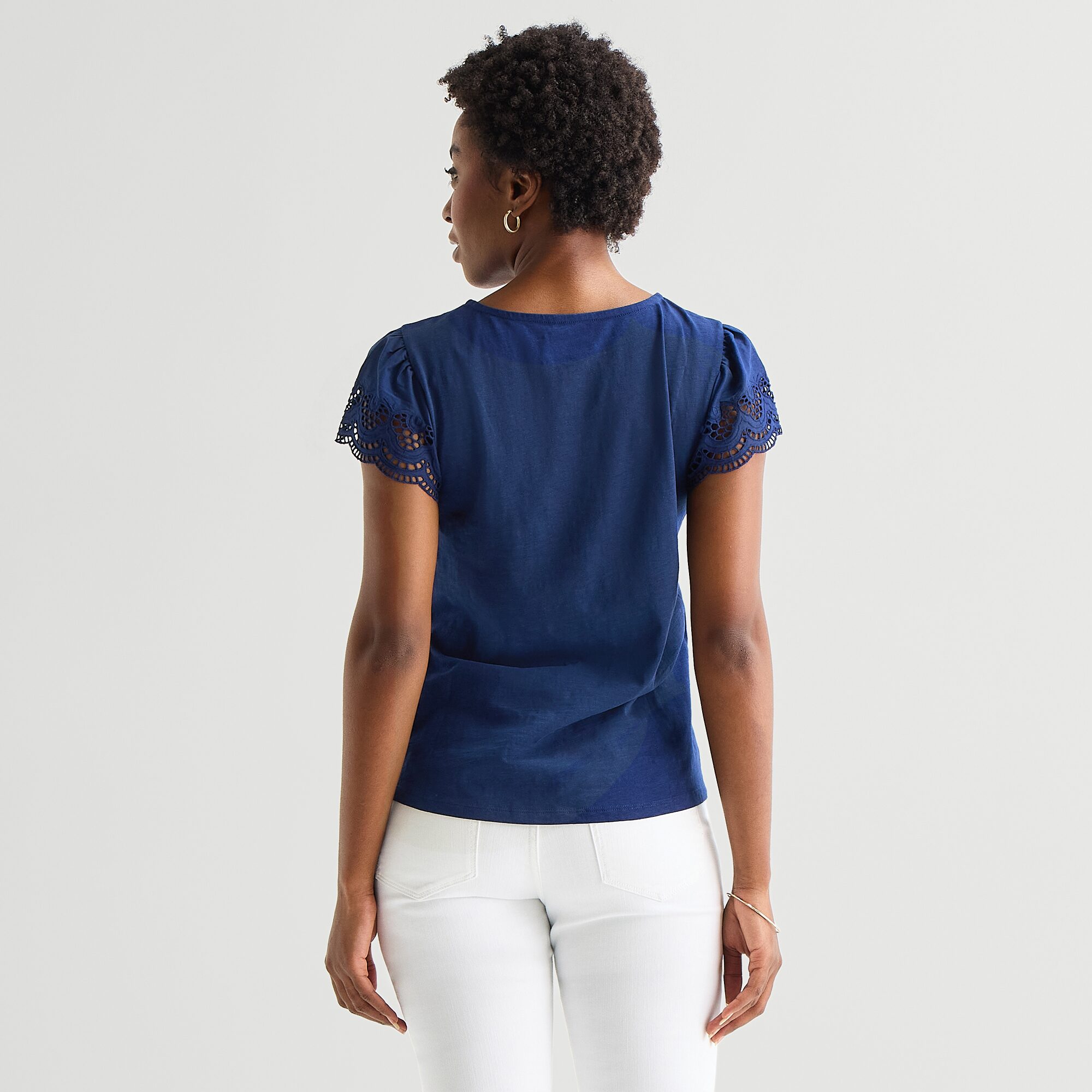 St. John's Bay Womens Tall Crew Neck Short Sleeve Blouse