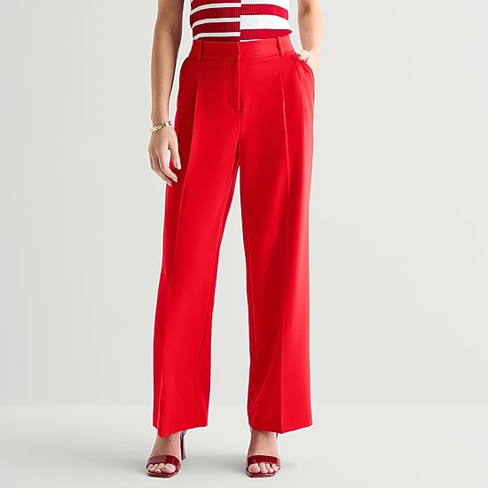 Liz Claiborne Charlotte Womens Wide Leg Mid Rise Trouser