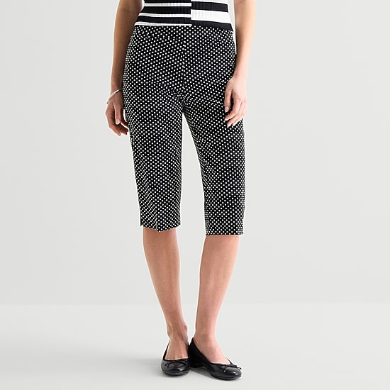 Liz Claiborne Lisa Womens Stretch Fabric Straight Mid Rise Capri Pant