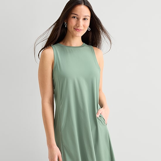 Stylus Easy Tank Womens Crew Neck Sleeveless Maxi Dress