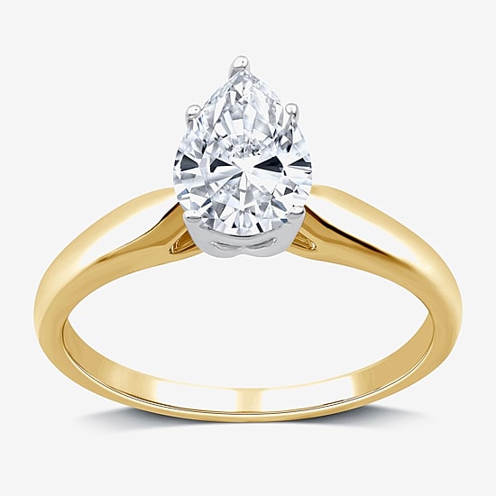 1 CT. Lab-Grown (G / SI2) Diamond Pear Solitaire Engagement Ring in 10K or 14K Gold