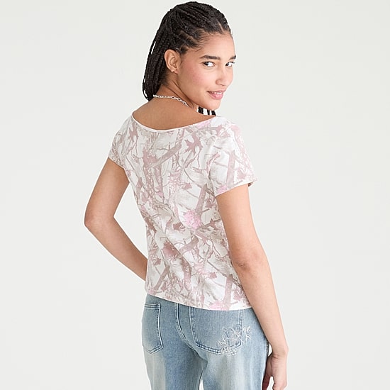 AEROPOSTALE Womens Juniors Boat Neck Short Sleeve T-Shirt