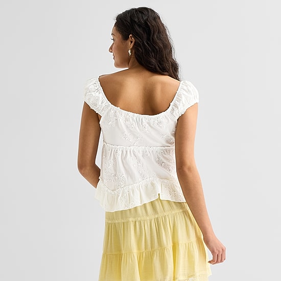 by&by Womens Juniors Sweetheart Neck Sleeveless Babydoll Top