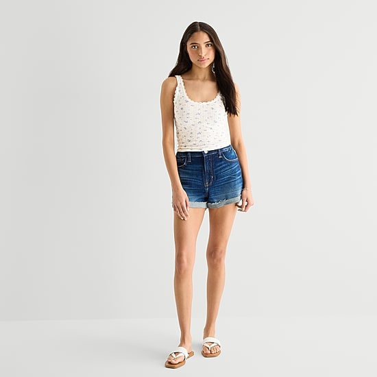 Arizona Womens Juniors Scoop Neck Sleeveless Tank Top