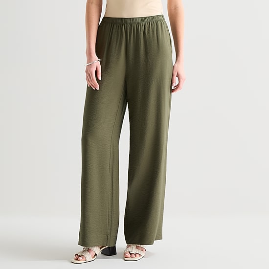 Liz Claiborne Womens Straight Mid Rise Pull-On Pant