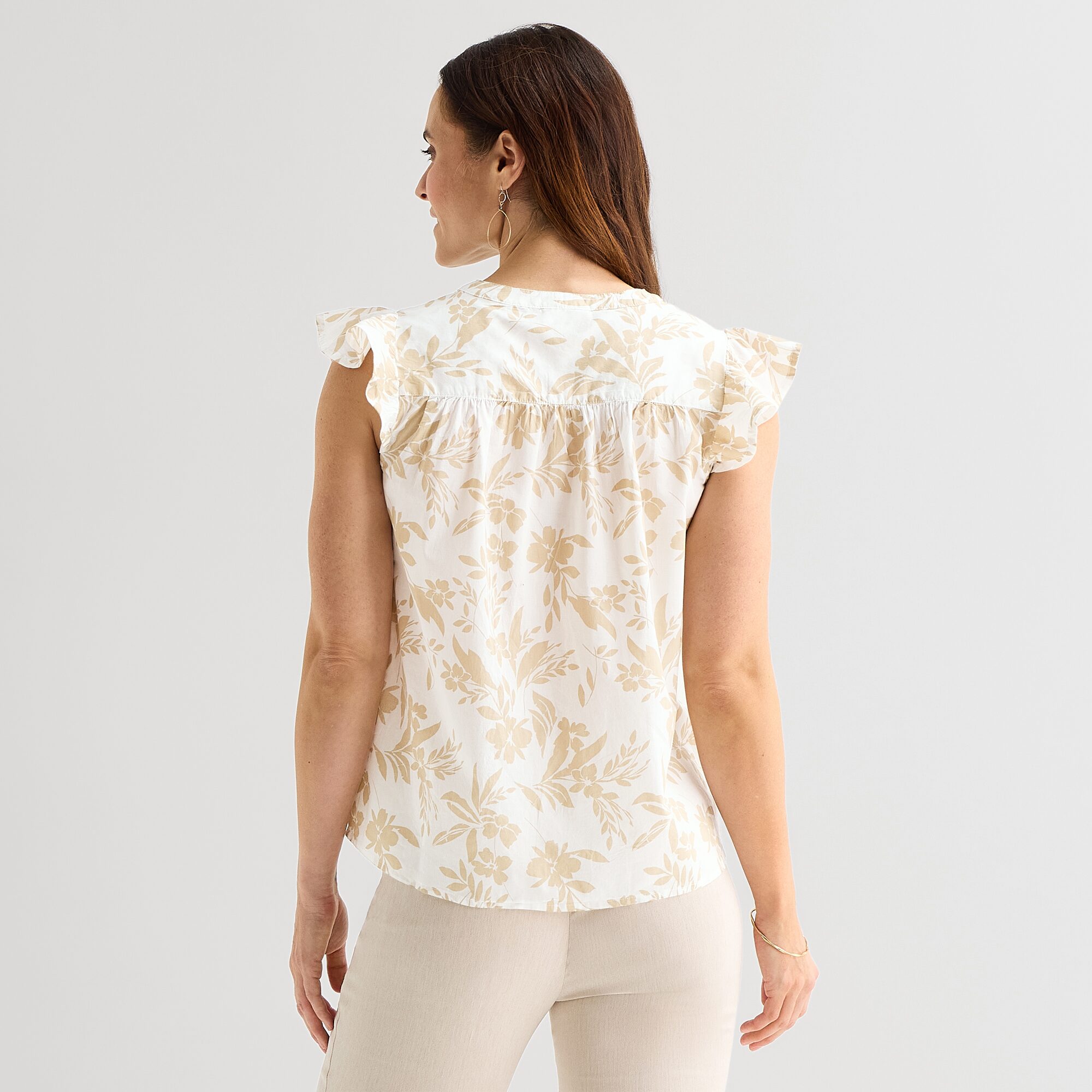 Liz Claiborne Cotton Womens Crew Neck Sleeveless Blouse